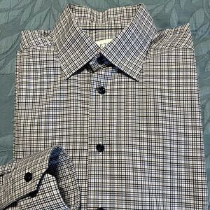 Eton Purple and White Plaid Dress Shirt